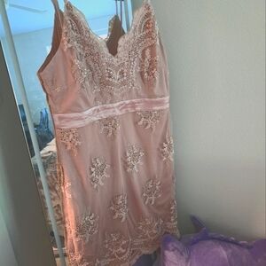 VENUS Blush Pink Lace Mini Dress
